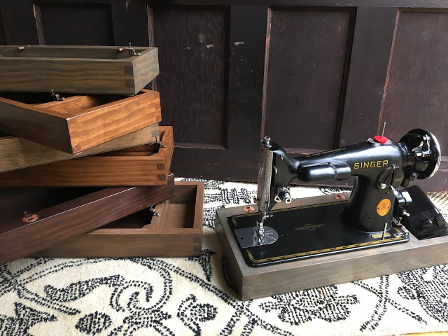 singer, sewing, wood base