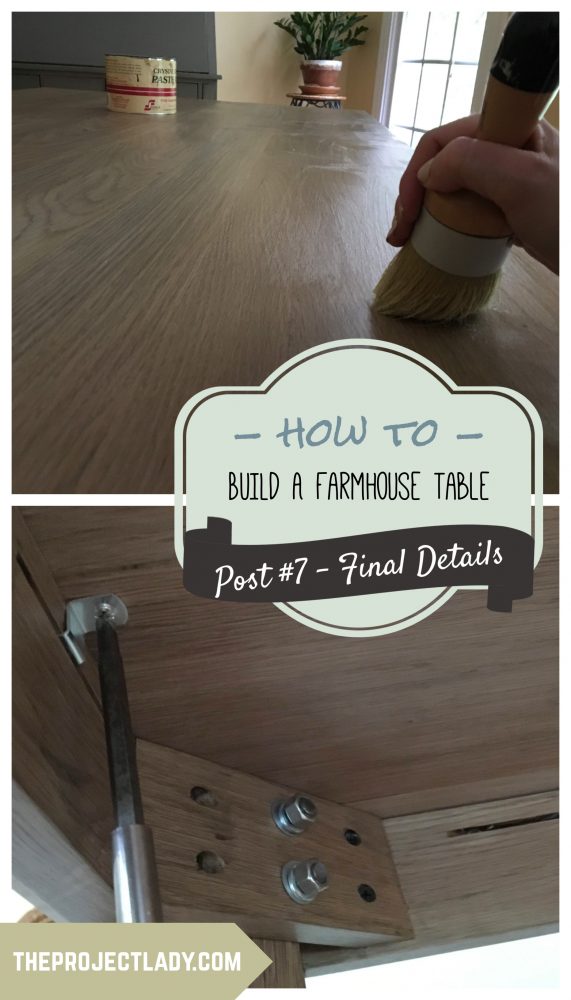 Final details & Assembly for a Farmhouse Table (Harp Design copycat) - theprojectlady.com